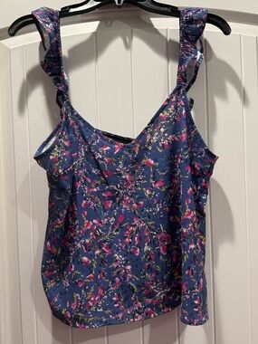 French Connection Navy Floral Ruffle-Strap Camisole
